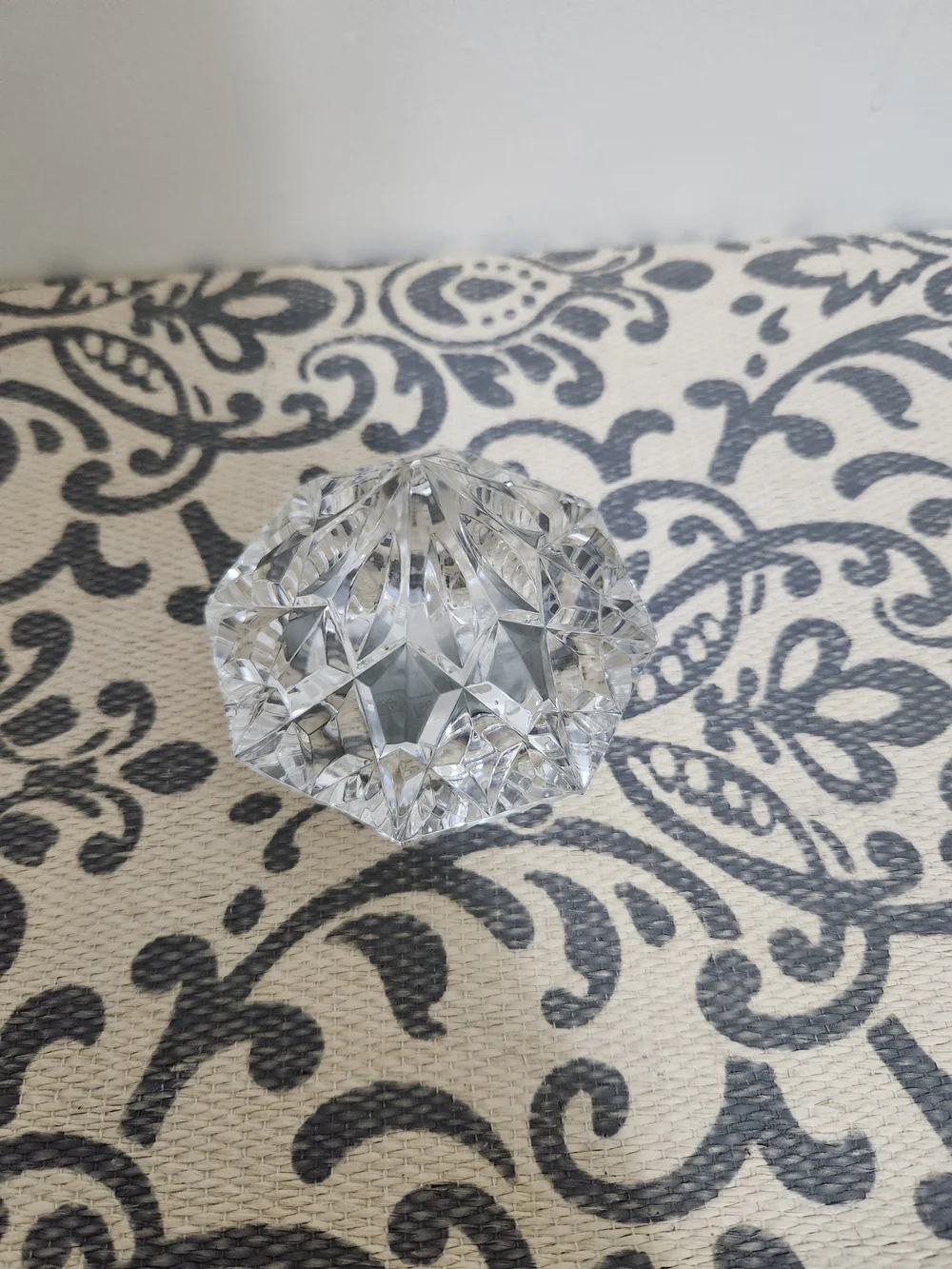 Waterford  Vintage Crystal  Diamond Shape Lismore Clock Paperweight